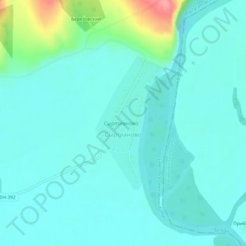 Сыртланово topographic map, elevation, terrain