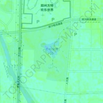 郑州绿博园 topographic map, elevation, terrain