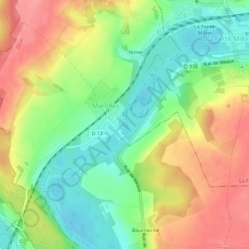 L'Ourcq topographic map, elevation, terrain