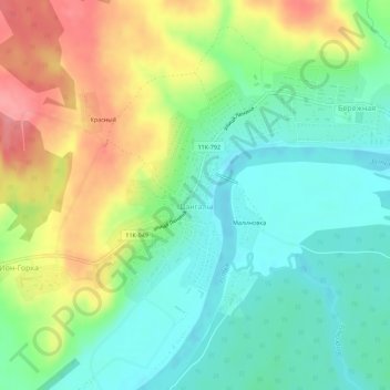 Шангалы topographic map, elevation, terrain