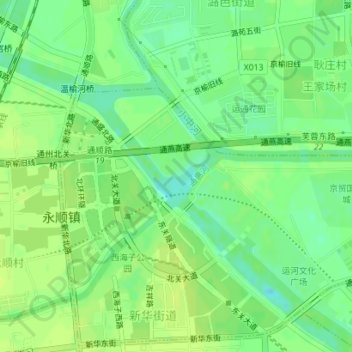 通惠河 topographic map, elevation, terrain