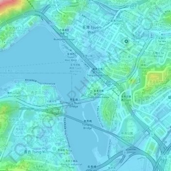 Tsuen Wan Riviera Park topographic map, elevation, terrain