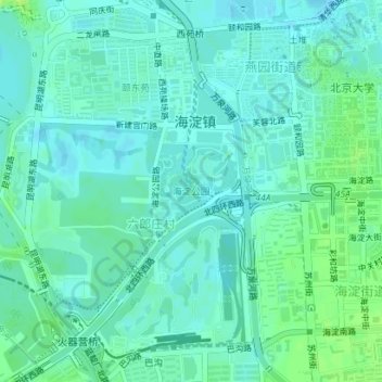 海淀公园 topographic map, elevation, terrain