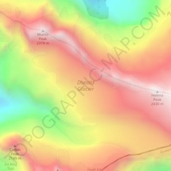 Donald Glacier topographic map, elevation, terrain