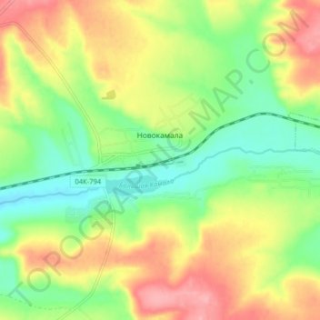 Новокамала topographic map, elevation, terrain