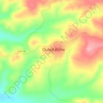 Ouled Aiche topographic map, elevation, terrain