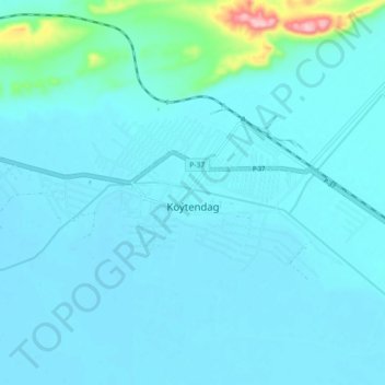 Koytendag topographic map, elevation, terrain