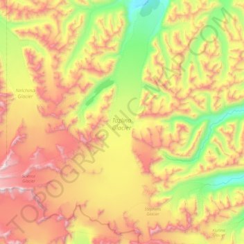 Tazlina Glacier topographic map, elevation, terrain