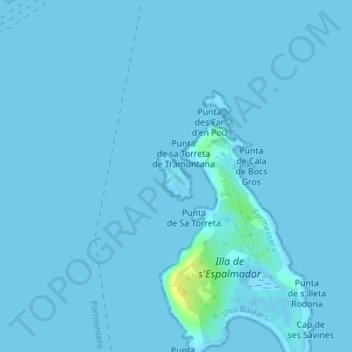 Isla de Torretes topographic map, elevation, terrain