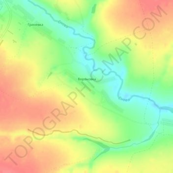 Вороновка topographic map, elevation, terrain