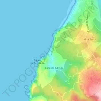 Praia da Adraga topographic map, elevation, terrain