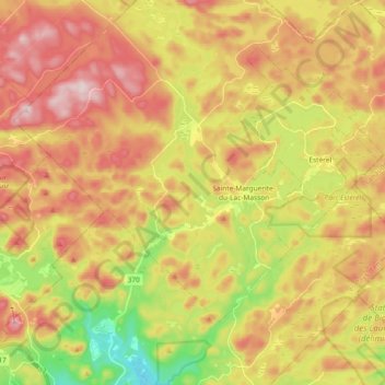 Rivière Doncaster topographic map, elevation, terrain