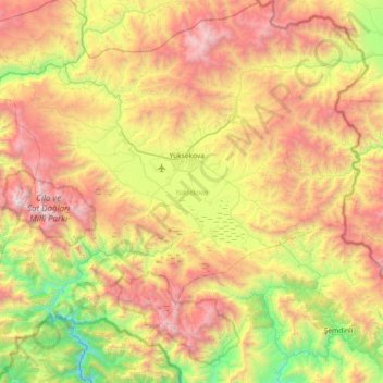 Yüksekova topographic map, elevation, relief