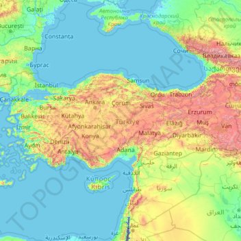 Turkey Topographic Map Elevation Relief