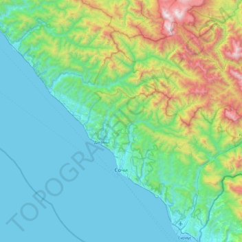 Sochi topographic map, elevation, relief